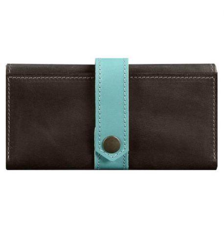 Портмоне з натуральної шкіри 3.0 (коричневе-бірюзове)