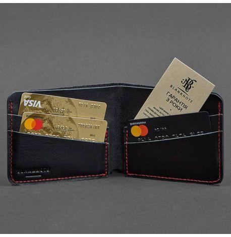 Портмоне з натуральної шкіри чоловіче 4.1 (чорне з червоним)