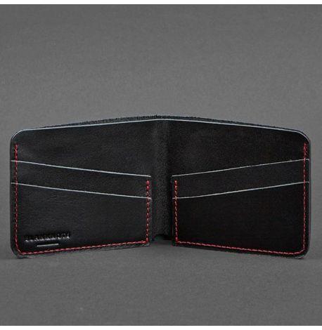 Портмоне з натуральної шкіри чоловіче 4.1 (чорне з червоним)
