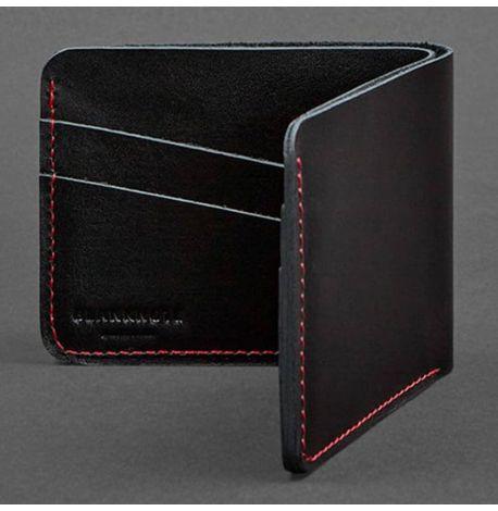 Портмоне з натуральної шкіри чоловіче 4.1 (чорне з червоним)