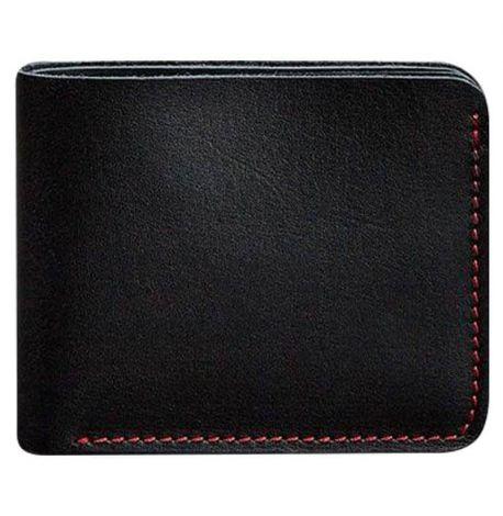 Портмоне з натуральної шкіри чоловіче 4.1 (чорне з червоним)
