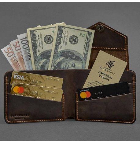 Портмоне з натуральної шкіри 4.2 (темно-коричневе з помаранчевим)