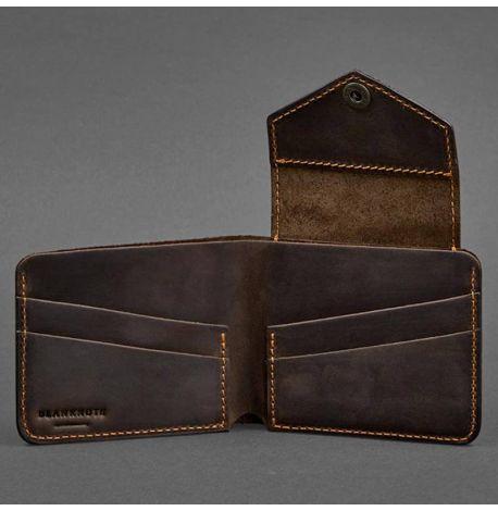 Портмоне з натуральної шкіри 4.2 (темно-коричневе з помаранчевим)