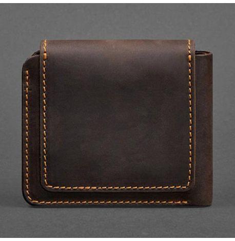 Портмоне з натуральної шкіри 4.2 (темно-коричневе з помаранчевим)