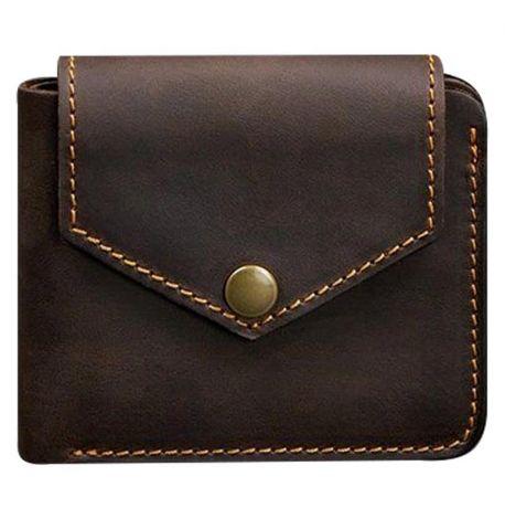 Портмоне з натуральної шкіри 4.2 (темно-коричневе з помаранчевим)