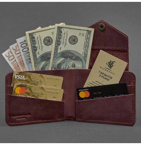 Портмоне з натуральної шкіри 4.2 (бордове) шкіра Crazy Horse