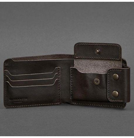 Мужское портмоне из натуральной кожи Zeus 9.0 (темно-коричневое) кожа Krast