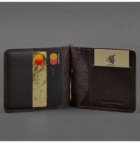 Зажим для денег кожаный 1.0 (темно-коричневый) кожа Krast