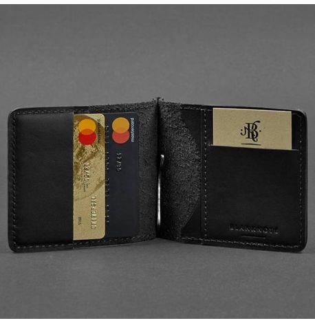 Зажим для грошей шкіряний 1.0 (чорний) шкіра Krast