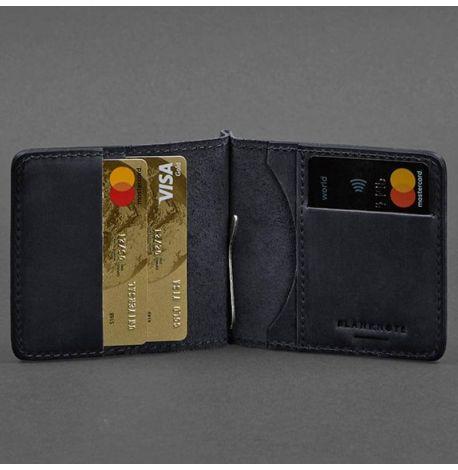 Зажим для грошей шкіряний 1.0 (синій)