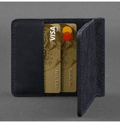 Зажим для грошей шкіряний 1.0 Карбон (темно-синій)