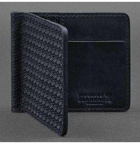 Зажим для грошей шкіряний 1.0 Карбон (темно-синій)