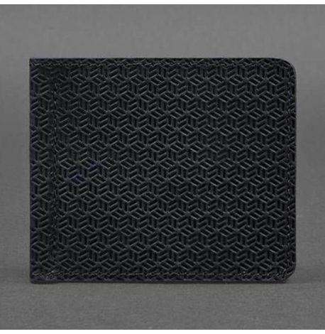 Зажим для грошей шкіряний 1.0 Карбон (темно-синій)