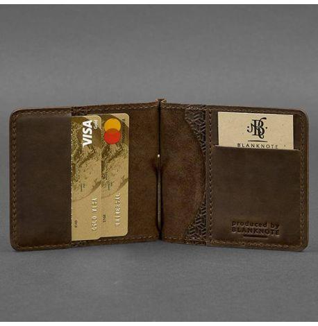 Зажим для денег кожаный 1.0 Карбон (темно-коричневый)