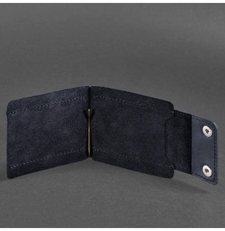 Зажим для денег кожаный 10.0 (темно-синий) кожа Crazy Horse