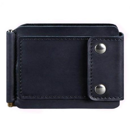 Зажим для денег кожаный 10.0 (темно-синий) кожа Crazy Horse