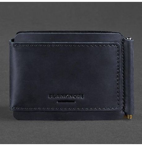 Зажим для денег кожаный 10.0 (темно-синий) кожа Crazy Horse