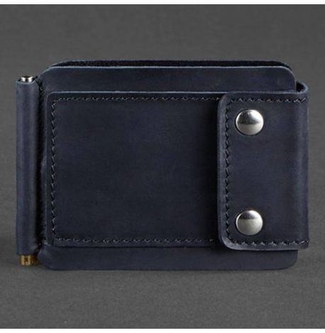 Зажим для денег кожаный 10.0 (темно-синий) кожа Crazy Horse
