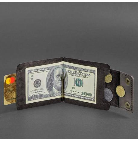 Зажим для денег кожаный 10.0 (кожа crazy horse) темно-коричневый