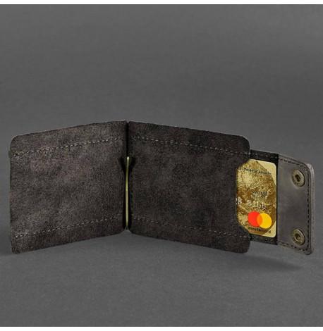 Зажим для денег кожаный 10.0 (кожа crazy horse) темно-коричневый