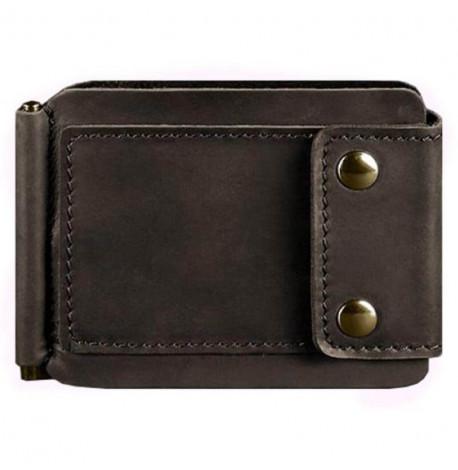 Зажим для денег кожаный 10.0 (кожа crazy horse) темно-коричневый