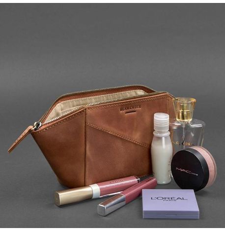 Косметичка з натуральної шкіри (світло-коричнева) шкіра Crazy Horse