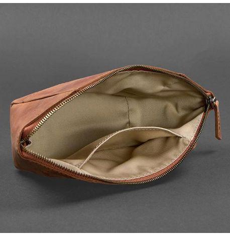 Косметичка з натуральної шкіри (світло-коричнева) шкіра Crazy Horse