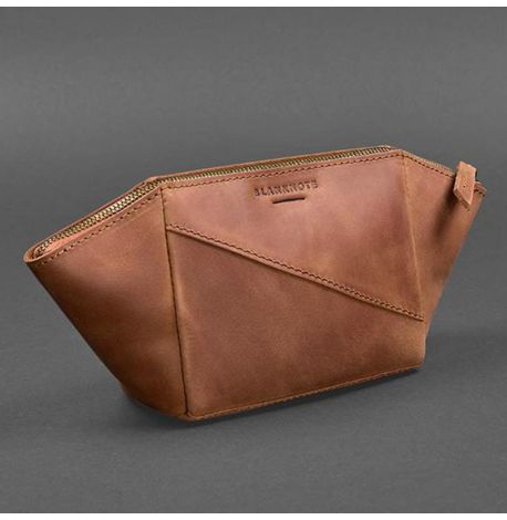 Косметичка з натуральної шкіри (світло-коричнева) шкіра Crazy Horse