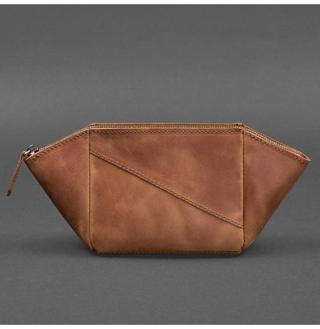 Косметичка з натуральної шкіри (світло-коричнева) шкіра Crazy Horse