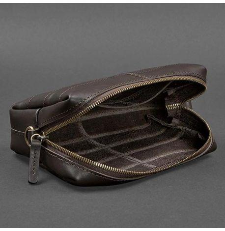 Кожаная косметичка-несессер 3.1 (темно-коричневая) кожа Krast