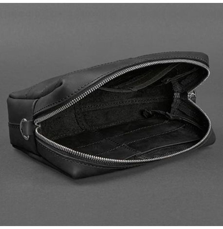 Кожаная косметичка-несессер 3.1 (черная) кожа Crazy Horse