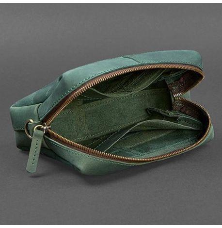 Кожаная косметичка-несессер 3.1 (зеленая) кожа Crazy Horse