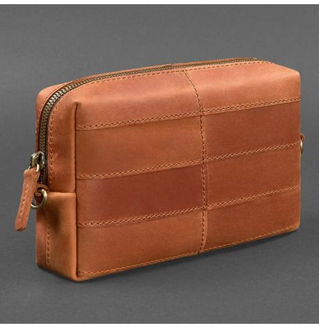 Шкіряна косметичка-несесер 3.1 (світло-коричнева) шкіра Crazy Horse