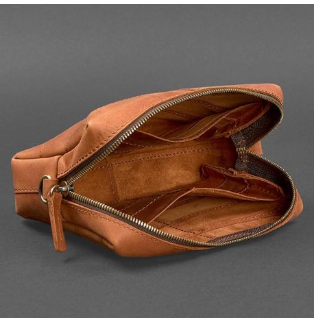 Шкіряна косметичка-несесер 3.1 (світло-коричнева) шкіра Crazy Horse