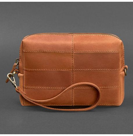 Шкіряна косметичка-несесер 3.1 (світло-коричнева) шкіра Crazy Horse
