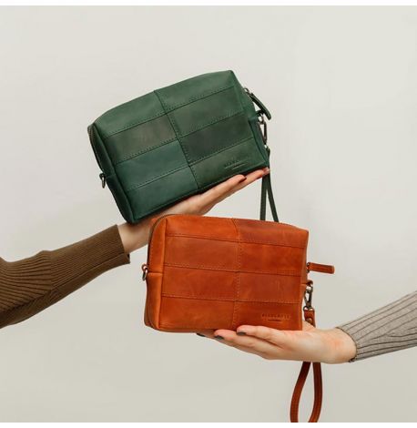 Шкіряна косметичка-несесер 3.1 (світло-коричнева) шкіра Crazy Horse