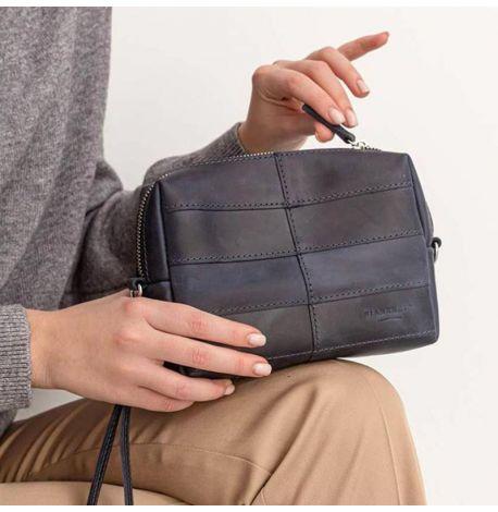 Шкіряна косметичка-несесер 3.1 (темно-синя) шкіра Crazy Horse