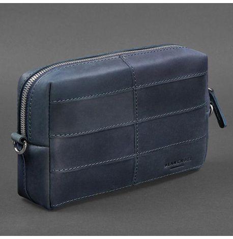 Шкіряна косметичка-несесер 3.1 (темно-синя) шкіра Crazy Horse