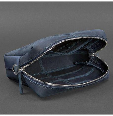 Шкіряна косметичка-несесер 3.1 (темно-синя) шкіра Crazy Horse