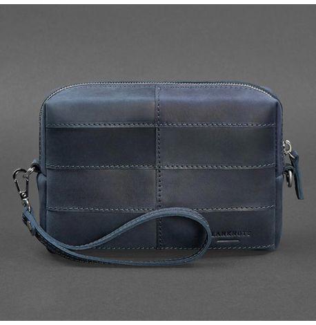 Шкіряна косметичка-несесер 3.1 (темно-синя) шкіра Crazy Horse