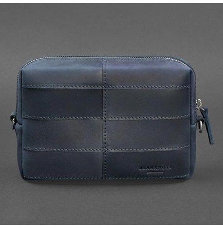 Шкіряна косметичка-несесер 3.1 (темно-синя) шкіра Crazy Horse