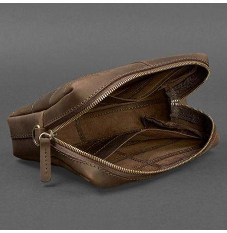 Кожаная косметичка-несессер 3.1 (темно-коричневая) кожа Crazy Horse