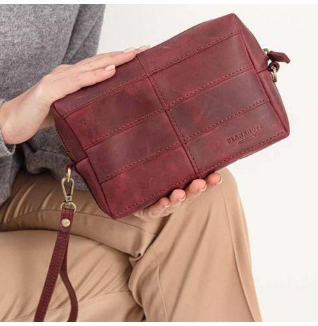 Шкіряна косметичка-несесер 3.1 (бордова) шкіра Crazy Horse