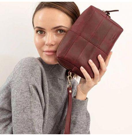 Шкіряна косметичка-несесер 3.1 (бордова) шкіра Crazy Horse