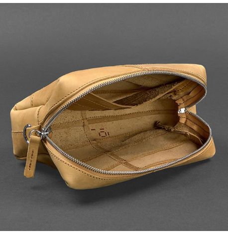 Кожаная косметичка-несессер 3.1 (желтая) кожа Crazy Horse