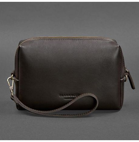 Кожаная косметичка-несессер (темно-коричневая) кожа Krast