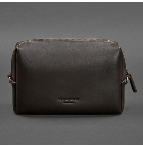 Кожаная косметичка-несессер (темно-коричневая) кожа Krast