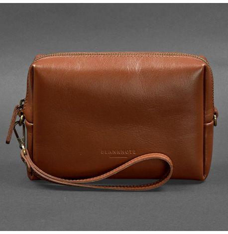 Шкіряна косметичка-несесер (світло-коричнева) шкіра Krast