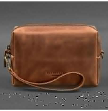 Кожаная косметичка-несессер (светло-коричневая) кожа Crazy Horse