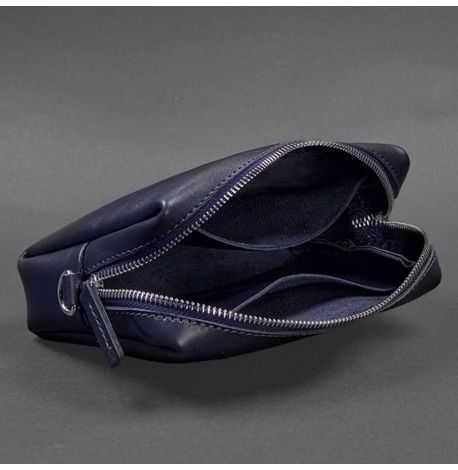 Шкіряна косметичка-несесер (темно-синя) шкіра Krast